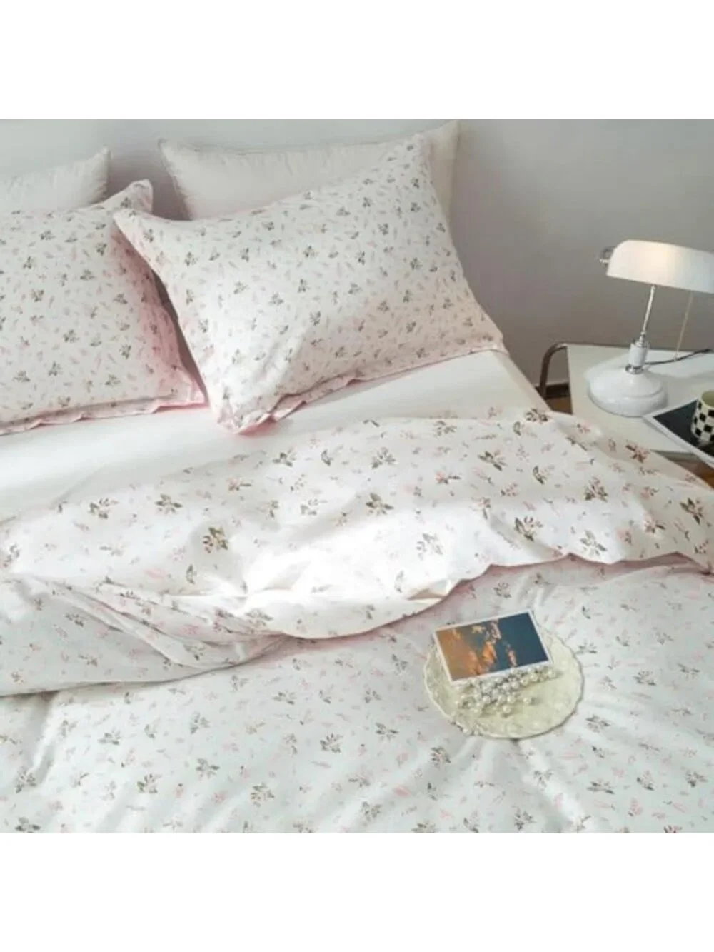 Floral Twin XL Comforter Set - Soft Vintage Pink & White Garden Bedding with 2
